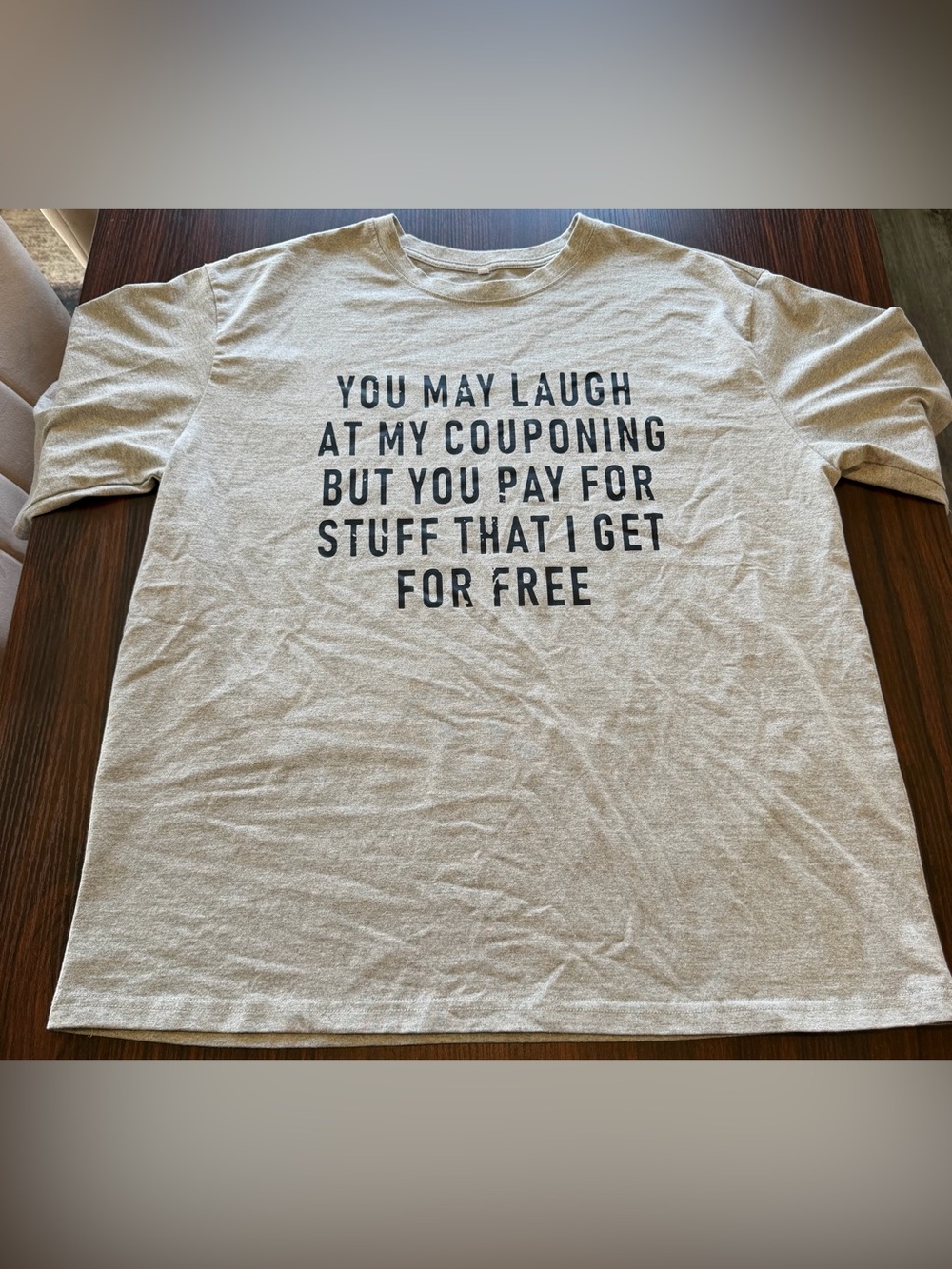 Funny Couponing Novelty Graphic Short Sleeve T Shirt Mens Heather Grey Size 2XL